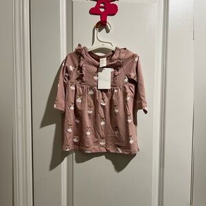 H&M Pink Long Sleeve Kids dress with Ruffle and Print